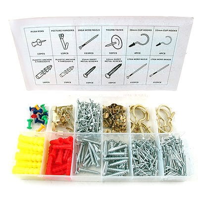 Picture Hanging Assortment - Picture Frame Hanging Hardware Assortment Kit, 600 Piece..., By Pit Bull Ship from US