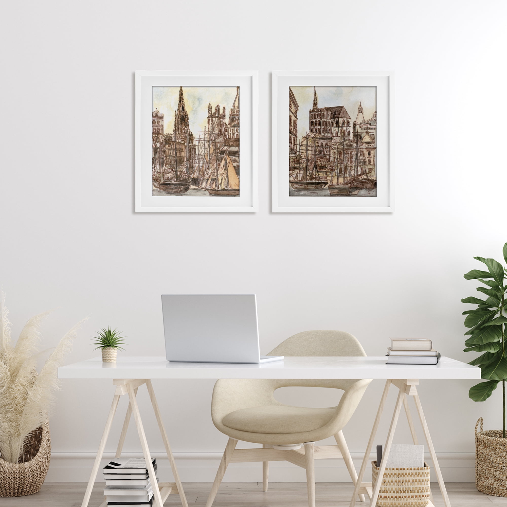 Stupell Industries Salted Remnants Pier 2 Piece White Framed Print Under Glass Set, design by Melissa Wang