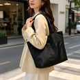thumbnail image 4 of Foldable Nylon Shoulder Tote Bag with Zipper Closure, Large Capacity Lightweight Handbag for Travel, Work, Commute, and Daily Carry, 4 of 5