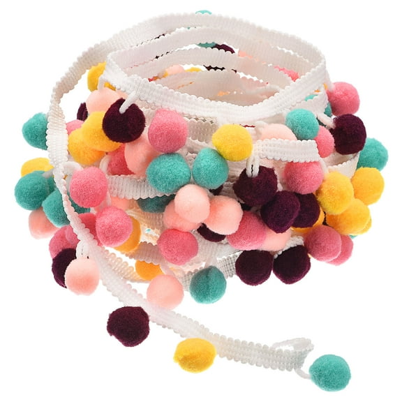 Uxcell 5 Yards Pom Pom Ball Fringe Trim Ribbon Sewing for DIY Crafts Mix Color Type