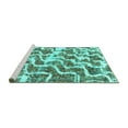 thumbnail image 2 of Ahgly Company Machine Washable Indoor Round Abstract Turquoise Blue Modern Area Rugs, 4' Round, 2 of 4