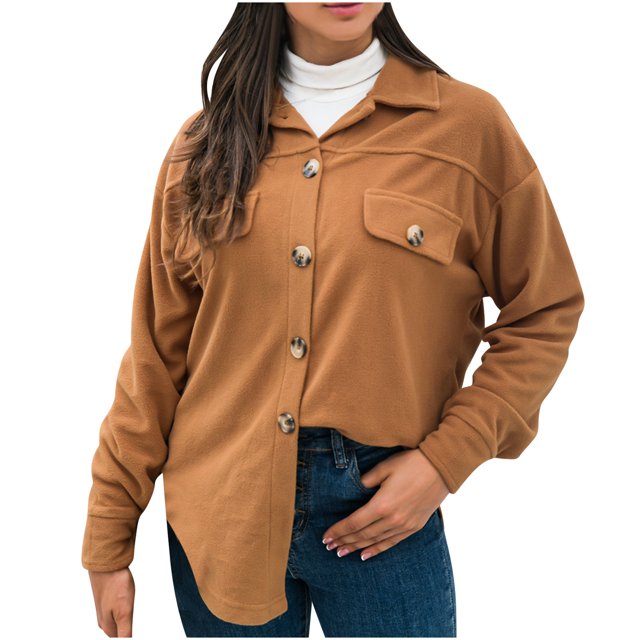 IROINID Veste en Peluche pour Femmes Manches Longues Couleur Unie Col Rabattu, Cardigan Décontracté pour Dames