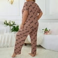 thumbnail image 4 of VISALY Pajama Sets Cute Pajama Sets Plus Size 2 Piece Pajama Set Printed Short Sleeve Pullover Crewneck T Shirt Pants Pj Sets Sleep Sets Sleepwear Sets Lounge Sets Matching Pajama Set 4Pc Coffee Xl, 4 of 7