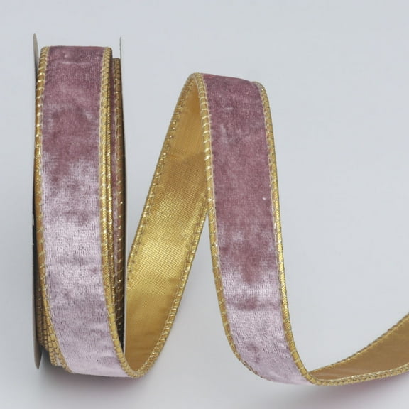 NAMZI 10 Yard Continuous 1 Inch Wired Ribbon, Metallic Crushed Velvet Christmas Style for Tree Decoration, Wreaths Supplies, Gift Wrapping & Crafts, Pink