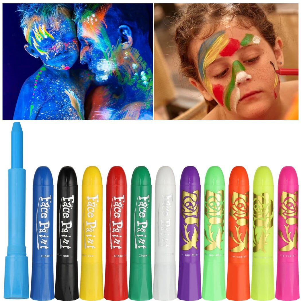 12Color Face Paint Markers, Twistable Face Paint Crayons, Glow in the
