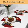 thumbnail image 5 of Modern Geometric Red Black Round 13 Inch Placemats Set of 2, Abstract Minimalist Color Blocks HeatResistant Non Slip Place Mats for Dining Table, Wipeable Braided Kitchen Table Mats for Housewarming, 5 of 9