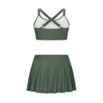 thumbnail image 6 of Taqqpue Beach Vacation Clothes for Women Womens High Waisted Bikini Sets Two Piece Tummy Control Swim Skirt Color Block Skirted Swimsuit Sleeveless Swimwear for Beach, 6 of 7