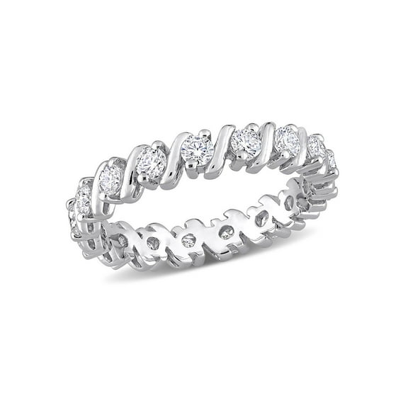 1.05 Carat (Ctw) Lab-Created Moissanite Anniversary Eternity Ring Band in Sterling Silver for Women