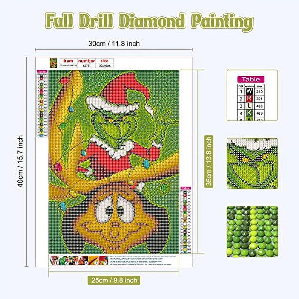 NAIMOER Christmas Diamond Painting Kits for Adults, Diamond Painting Grinch  Diamond Art Kits Geming Painting for Home Wall Decor 12X16in 