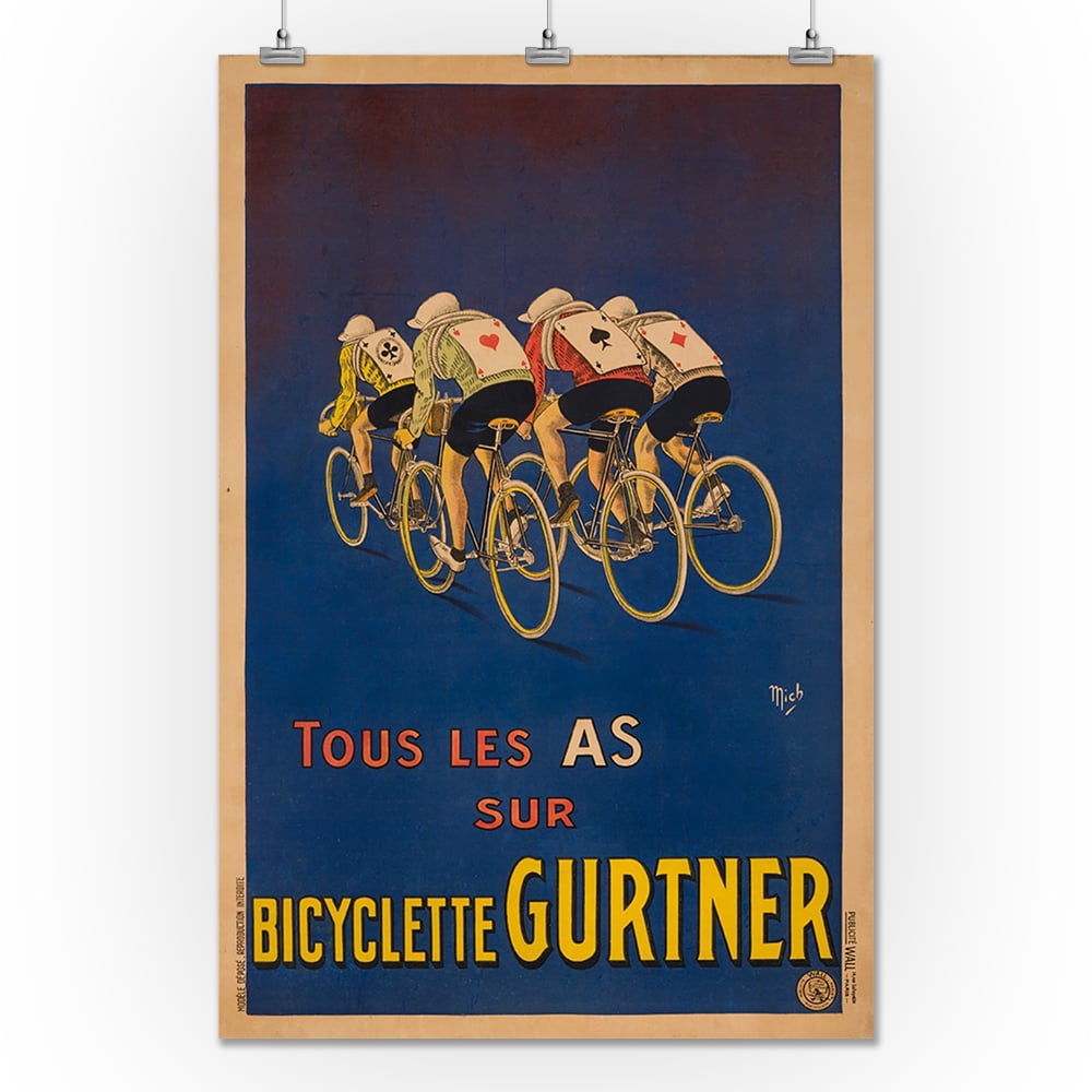 Bicyclette Gurtner Vintage Bicycle Poster Print by Mich Cycling