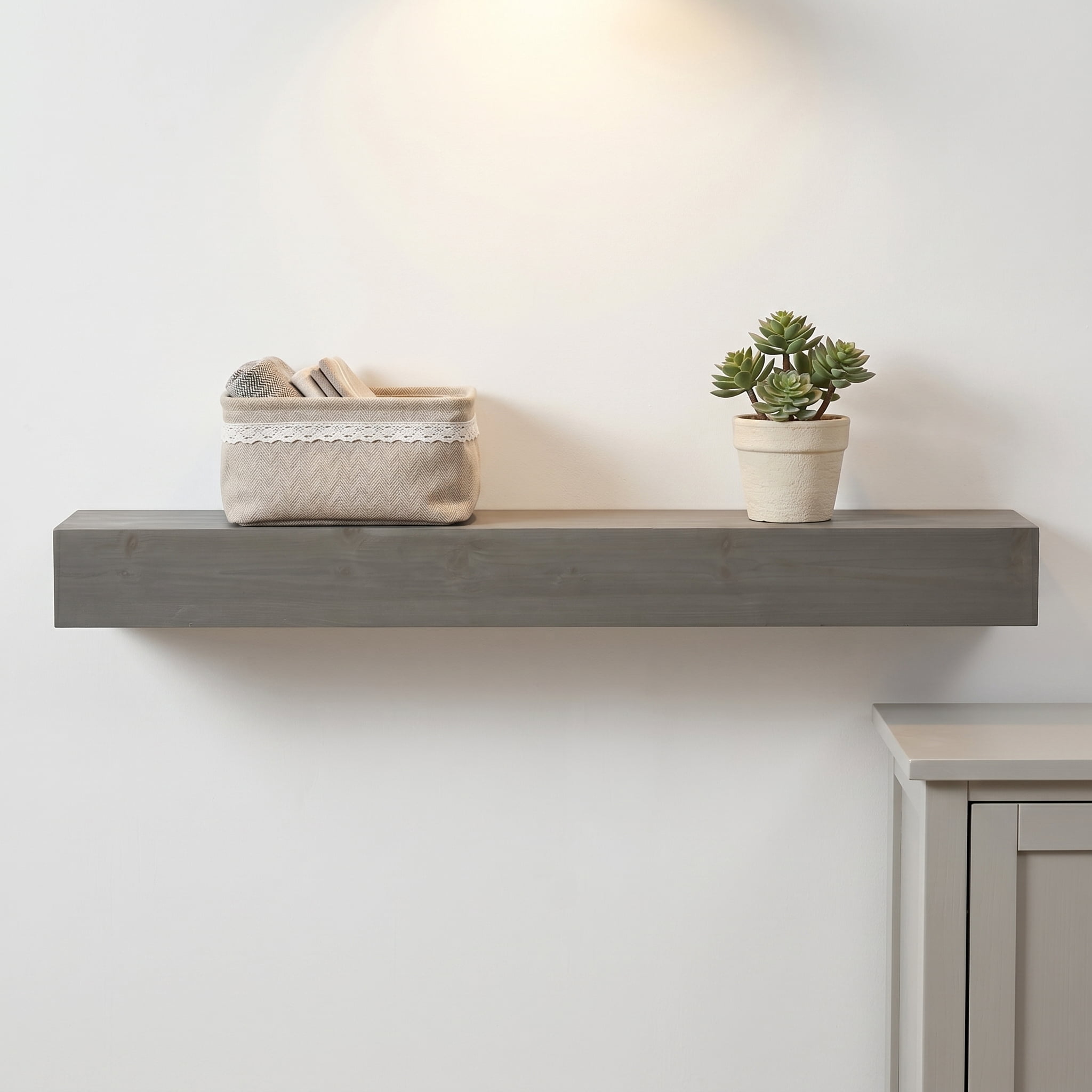 72" Fireplace Mantel Shelf,Solid Pine Wood Wall Mounted,Rustic Farmhouse Floating Shelf,Natural Finish for Home Decor,Grey