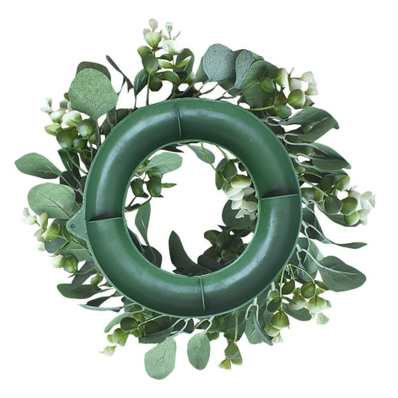 13 Inch Artificial Eucalyptus Wreath, Green Fabric Eucalyptus Leaf Wreath for Farmhouse Door, Wall, or Window Decor, Spring & Summer Home Decoration