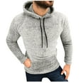 thumbnail image 2 of lkfuzj Men's Casual Hooded T-Shirts Pockets Plush No Lapel Solid Color Loose Casual Hoodie Sweatshirts Fashion Athletic Hoodies Pullover Sport Sweatshirt Gray, 2 of 6