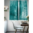 thumbnail image 4 of Teal Abstract Sheer Curtains for Living Room Bedroom, Light-filtering Sheer Curtain, Vintage Graffiti Rod Pocket Voile Window Treatment Drapes, 52’’Wx72’’L, 2 Panels Set, 4 of 7
