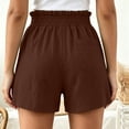 thumbnail image 6 of Zulora Women's Solid Color Shorts With Ruffled Waist And Pockets High Waisted Casual Elastic Waist Summer Beach Daily Shorts​, 6 of 7
