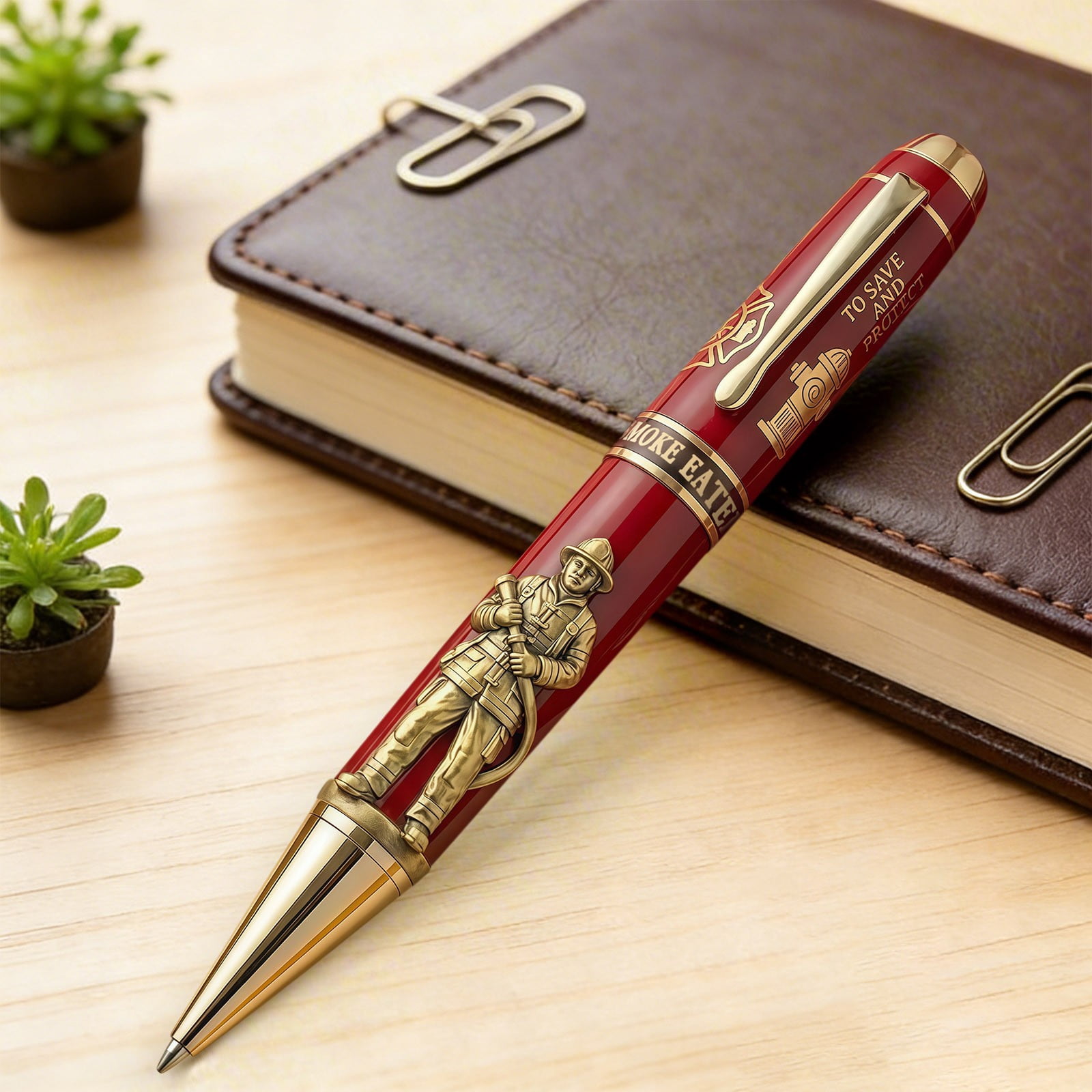 Specollect 4 Pcs Firefighter Memorial Pen Commemorative Gift Engraved Inspirational Writing Instrument For Men Women Believers With Scripture Box