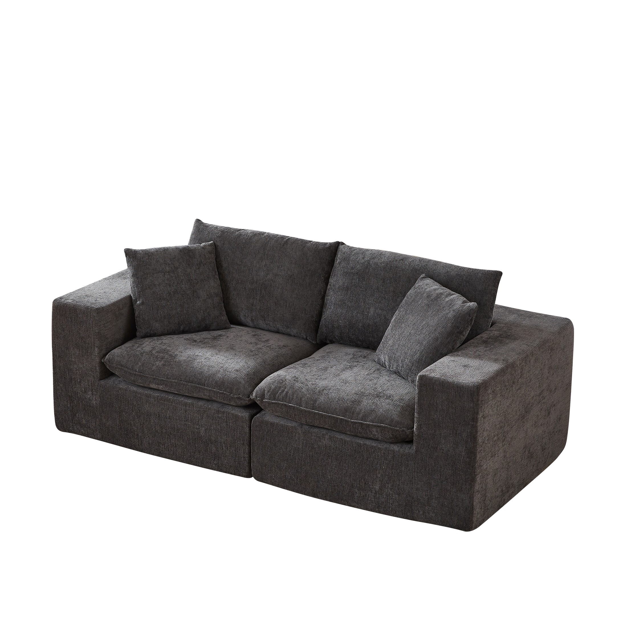 Aukfa 2-Seater Cloud Comfy Sofa, 79" Oversized Deep Seat Chenille Upholstered Loveseat, Modern Modular Couch for Living Room Bedroom, Dark Gray