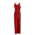 thumbnail image 3 of WEAIXIMIUNG Carnaval Femme Décolleté Profond Paillettes Portefeuille Froncé Sans Manches Robe de Soirée de Boîte de Nuit, 3 of 5