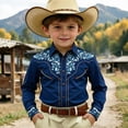thumbnail image 2 of XUANTAOO Boys Western Shirts Short Sleeve Halloween Party Country Shirt Casual 10-11 Years Button Down Shirt Boy, 2 of 4