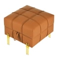 thumbnail image 3 of 22 inches Pet Friendly Leather | Orange Ottoman for Entryway Storage, 3 of 6