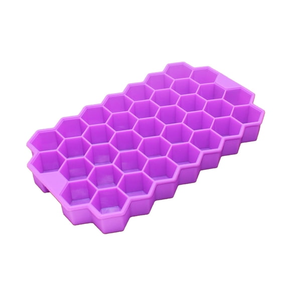 Honeycomb Silicone Ice Cube Tray, 37 Cavity BPA-Free With Lid Spill-Resistant Ice Mold,For Whiskey Cocktails Coffee( 8In X 5In,Purple)