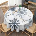 thumbnail image 3 of Blue Christmas Snowflake Pattern Round Tablecloth 60"x60",Wrinkle Wipeable Table Cloth for Kitchen Dining Room Picnic Patio Party, 3 of 6