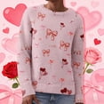 thumbnail image 2 of VISALY Valentine's Sweaters Love Print Heart Sweater with Bow Casual Sweaters Trendy Plain Sweaters Loose Casual Pullover Sweater Casual Sweater Soft Sweaters Fitted Pullover Sweater Pink Xl, 2 of 9