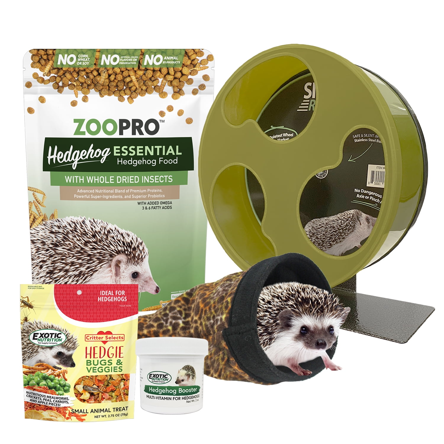 Starter Package for Hedgehogs Includes Exercise Wheel, Healthy Food