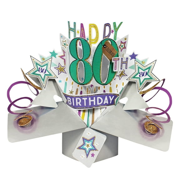 Pop-Up Greeting Card – 80th Birthday (Milestone Birthday)
