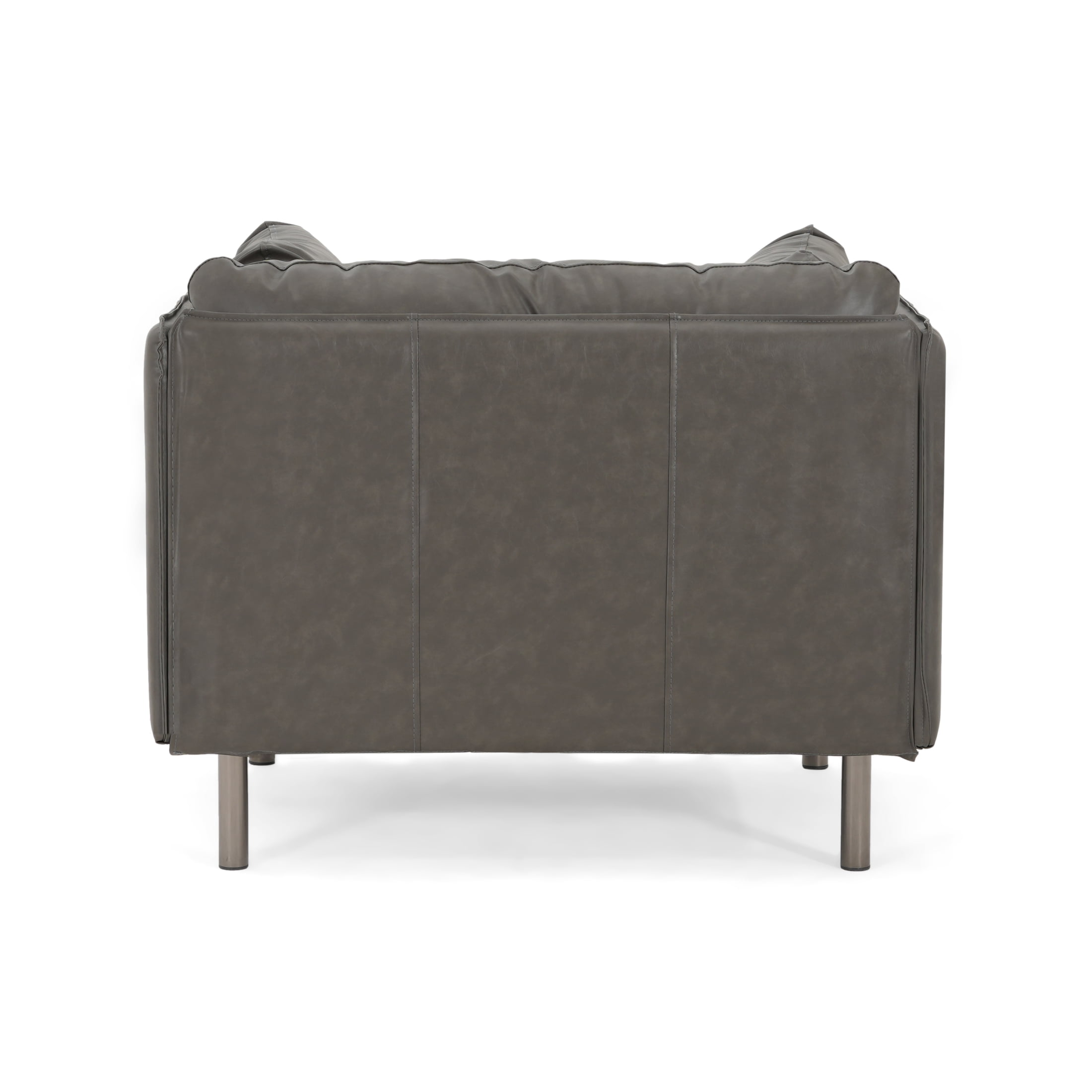 Christopher Knight Home Modern PU Upholstery Lounge Chair, Solid Wood Frame, Metal Legs, Dark Grey