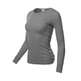 thumbnail image 2 of A2Y Women's Basic Solid Fitted Long Sleeve Crew Neck Thermal Top Shirt Mid H Grey L, 2 of 5