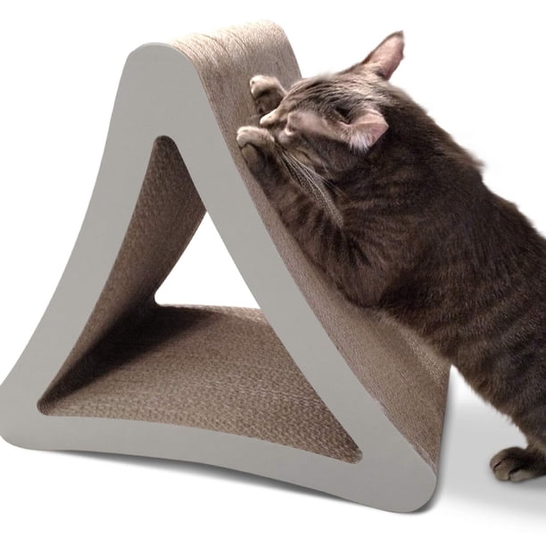 PetFusion - Rascador Vertical de 3 Caras para Gatos (tamaño estándar, Gris cálido). Múltiples ángulos de arañazos para Adaptarse a Las preferencias de tu Gato