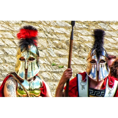 LAMINATED POSTER Grecian Mask Spear Man Helmet Roman Males People Poster Print 24 x 36
