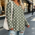 thumbnail image 6 of CHGBMOK Women's Plus Size Polka Dot Tops Long Sleeve V Neck T-shirts Basic Dressy Casual Blouses, 6 of 7