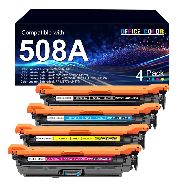 Paquete de 4 cartuchos de tóner de repuesto para HP 508A para HP M553