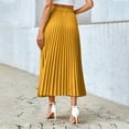 thumbnail image 5 of Byworldtasic Womens Pleated Midi Skirts Womens Aline Long High Elastic Waisted Summer Flowy Chiffon Swing Skirt, 5 of 9