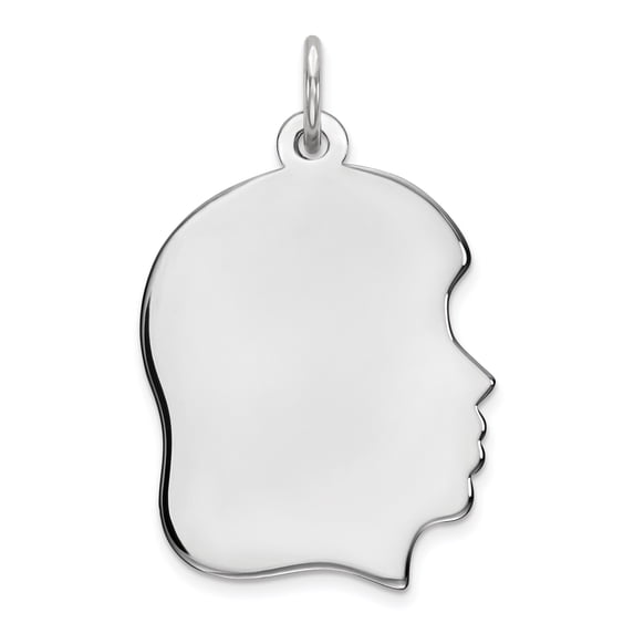 Sterling Silver Rhod-Plate Eng. Girl Polish Front/Satin Back Disc Charm (23 X 16) Made In United States qm359/35