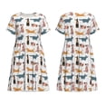 thumbnail image 3 of Bixox Robe d'Été à Manches Courtes pour Femmes Robe Ample Longueur Genou avec Poches-Chien Carlin, 3 of 7