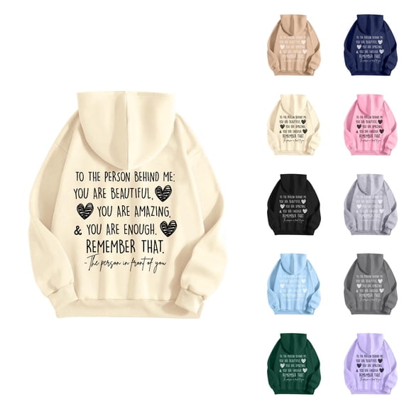 Dear Person Behind Me Hoodies for Women 2026 Long Sleeve Casual You Are Enough Graphic Sweatshirt with Pockets Pullover Top