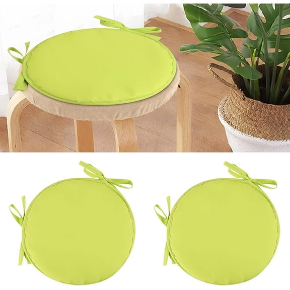 2-Pack Round Garden Chair Pads with Ties - Non-Slip Soft Thick Seat Cushion for Indoor/Outdoor Stool, Bistro, Patio & Dining Room