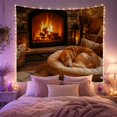 thumbnail image 2 of Sleeping Golden Retriever By Stone Fireplace In Warm Light, Cozy Rustic for Dog Owners, Detailed Artwork Christmas Gift, Tapestry Wall Hanging for Living Room and Bedroom, 2 of 7