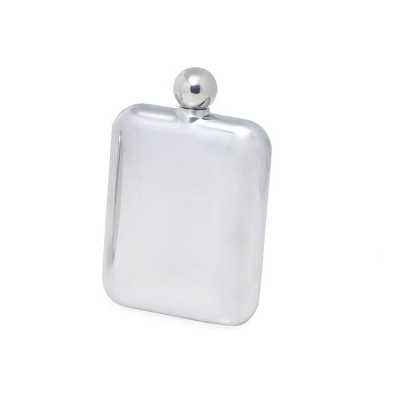 6 oz. Stainless Steel Mirror Finish Flask with Rounded Corners.