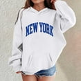 thumbnail image 2 of Telankuip Trendy New York Girls Pullover Hoodies Loose Fit Long Sleeve Kids Hooded Sweatshirts Drawstring Drop Shoulder Casual Comfort Warm Workout Fall Winter Tops White 11-12 Years, 2 of 4