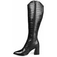 thumbnail image 2 of Journee Signature Womens Genuine Leather Laila Wide Calf Almond Toe Inside Zip Knee High Boots, 2 of 8