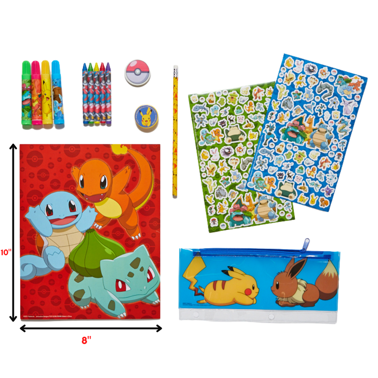 Pokemon Kids Coloring Art Set with Pencil Case Markers Crayons and