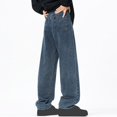 thumbnail image 4 of USSUMA Mens Sweatpants Denim Jeans Long Boyfriend Activewear Straight-Leg Denim Thickened Straight-Leg Pants Pull-On Wide-Leg Adaptable Casual Insulated Men Sweatpants Gray XL, 4 of 6