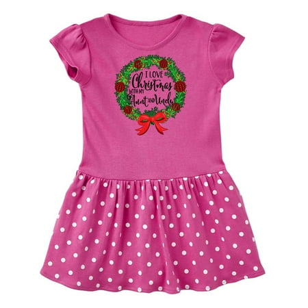 

Inktastic I Love Christmas with My Aunt and Uncle Wreath Gift Baby Girl Dress