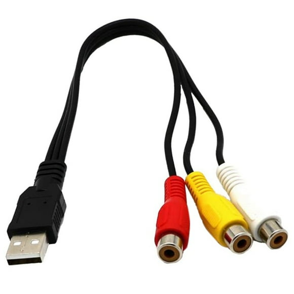 2X USB to 3RCA Cable USB Female to 3 RCA Rgb Video AV Composite Adapter Converter Cable Cord Connector Lead