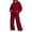 Wine, variant on Casual Hoodie Sweatpants Everyday Comfort Solid Color Tracksuit Zip Up Jogger Set for Women 2026 Fall Outfits(Brown,XXL)