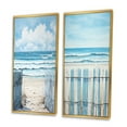 thumbnail image 3 of Designart "Coastal Simplicity Beach Fence II" Coastal Beach Framed Wall Art Set Of 2 - Turquoise Beach Framed Canvas Set For Living Room Decor, 3 of 7